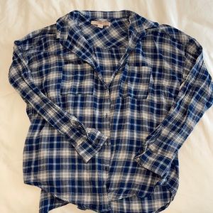 Forever 21 Blue Plaid Flannel Open Back
